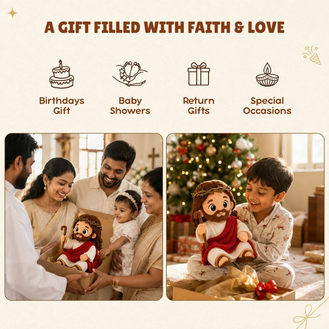 Jesus Prayer Plush given as a gift at a christening and at Christmas